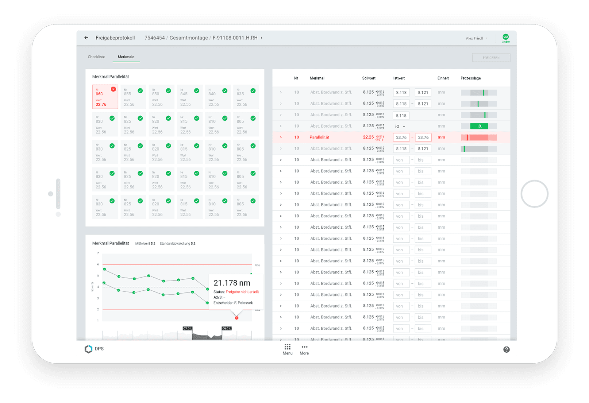 Material-Qualitäts-Management Software für Schaeffler Lagerproduktion