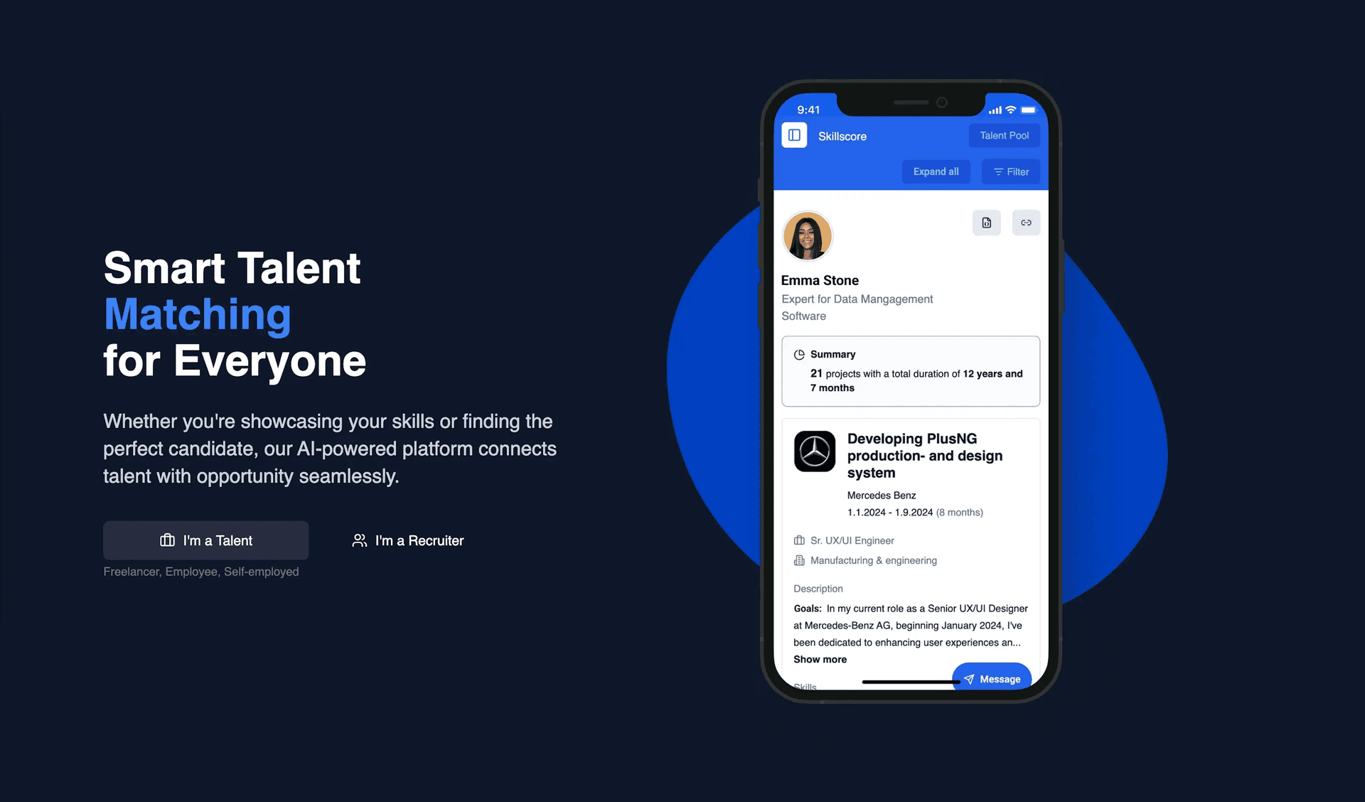 SkillScore: Interaktive Lebensläufe & Business Analytics Platform